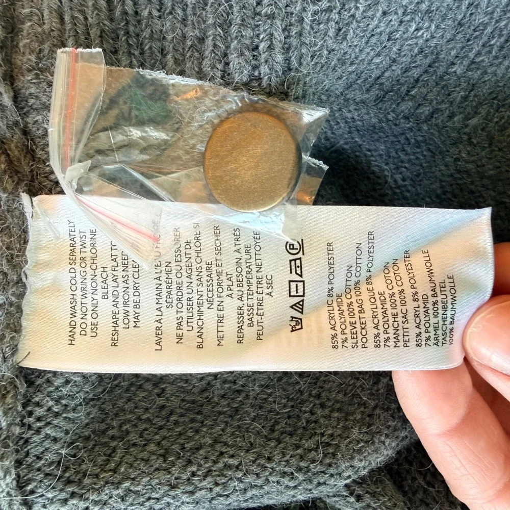 NWT $198 Pilcro Anthropology Wmns M Gray Moto Mixed Media Knit‎ Denim Cardigan